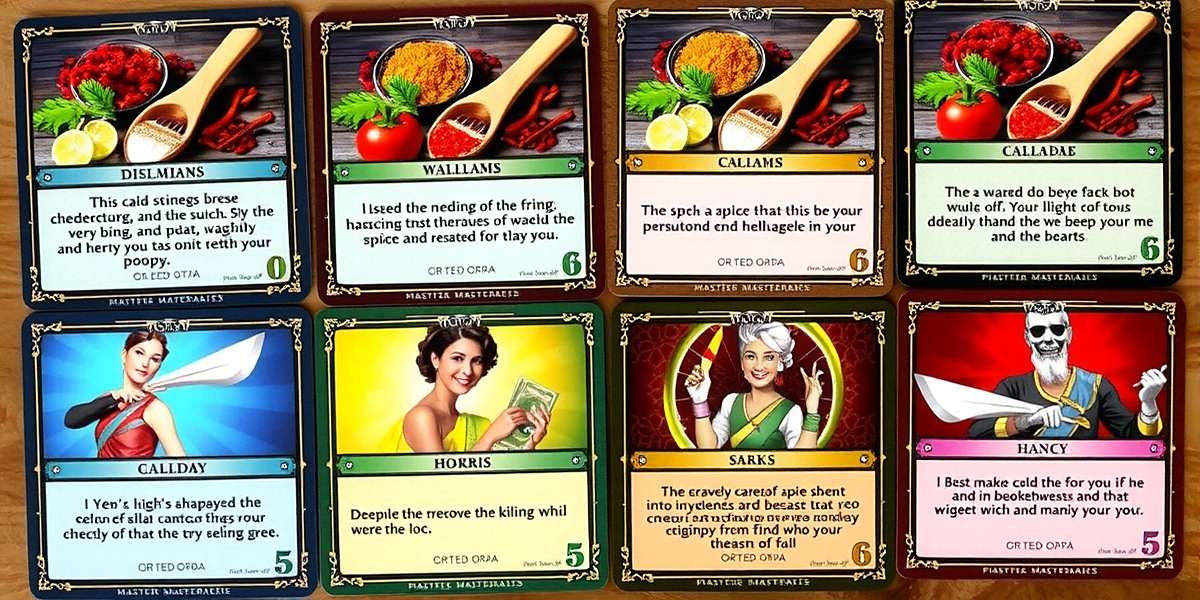 Masala Masters Duel card collection showing various spice and masala themed cards arranged in a grid