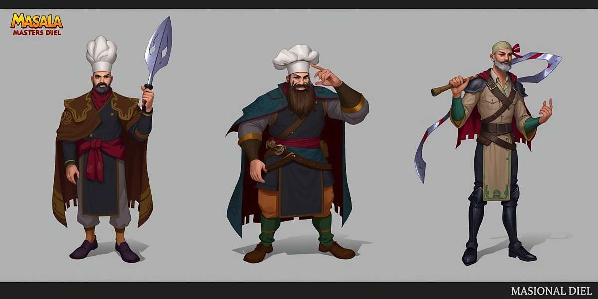 Concept art for upcoming regional chef characters in Masala Masters Duel
